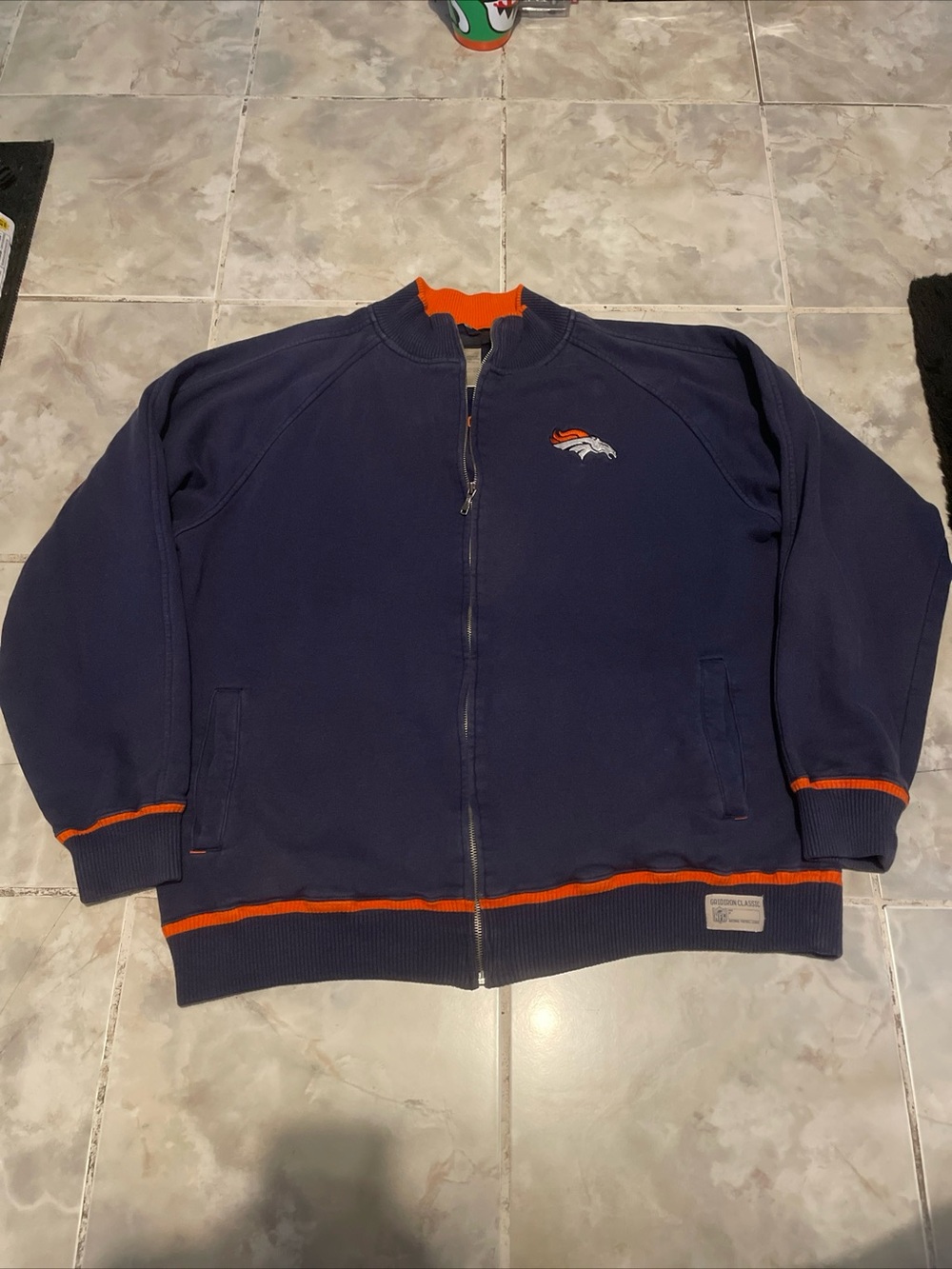 VTG Reebok Denver Broncos Sweater Full Zip Track Jacket Gridiron Classic SZ XXL